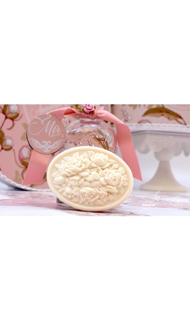 Trusou de botez cu bujori motive florale pe nuante elegante de roz si corai  11